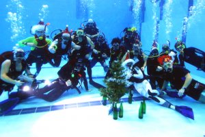 В Липецке дайверы устроили новогодний утренник для детей прямо под водой